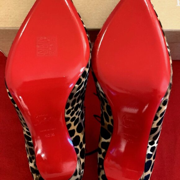 Christian Louboutin So Kate leopard Calf Hair 4.25 High Heel Pump Brown 40.5 NIB - Picture 14 of 16